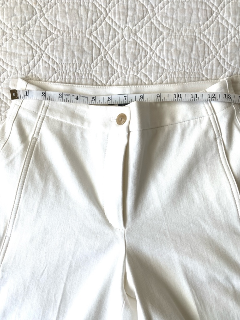 Ann Taylor White Ivory Wide Leg Cropped Cotton Blend Pants Size 2 Petite - Picture 6 of 13